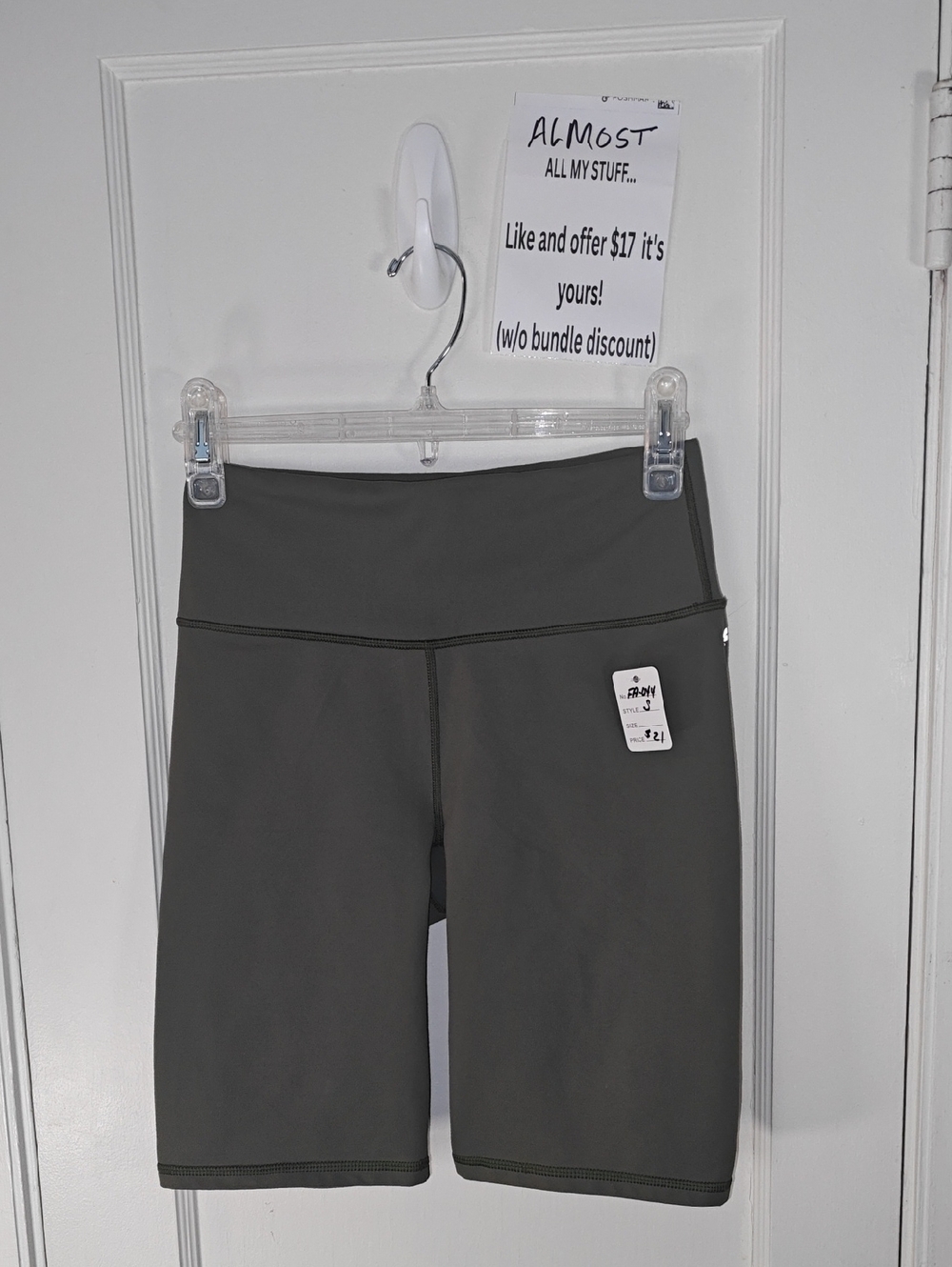 Fabletics Women's PowerHold High-Rise Charcoal Bike Shorts